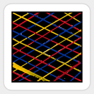 Mondrian Inspired Linework Geometric Abstract Acrylic Painting III Sticker